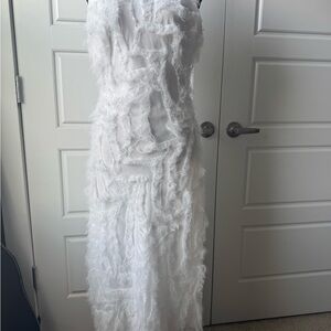 Le Lis Elegant White Textured Midi Dress